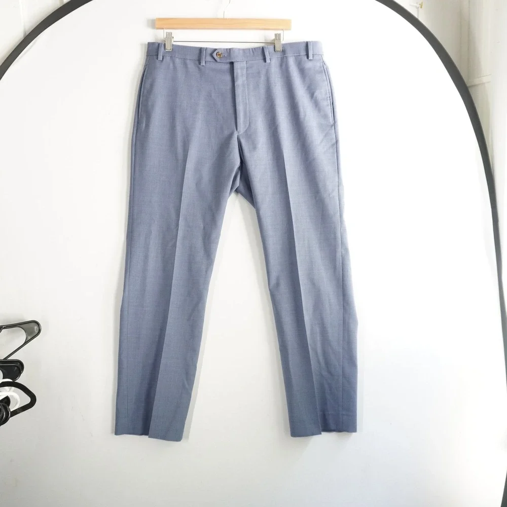 Lauren Ralph Lauren High Performance Wool Blue Dress‎ Pants Mens Trousers 38x32